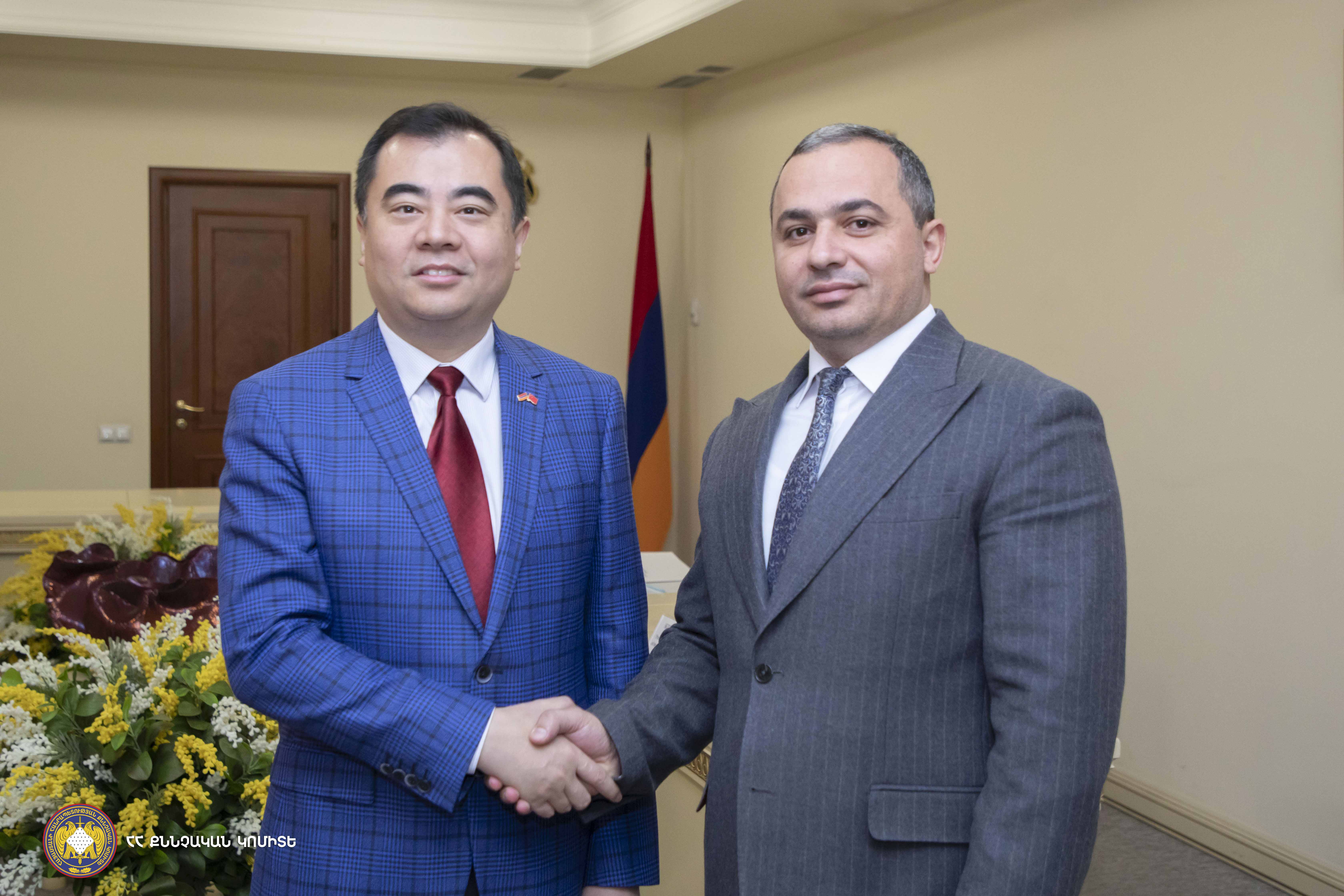 ՀՀ քննչական կոմիտեի նախագահն ընդունել է ՀՀ-ում Չինաստանի Ժողովրդական Հանրապետության գործերի ժամանակավոր հավատարմատարին